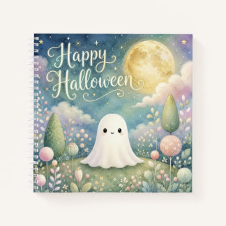 Fröhliches Halloween Süßer Geist Pastellgarten Notizbuch