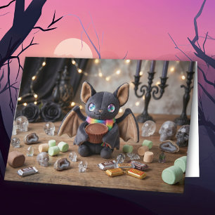 Fröhliches Halloween Süßer Plüsch-Fledermaus Fli Karte