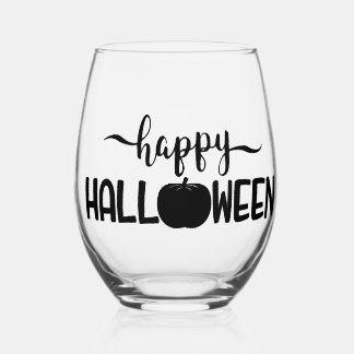 Fröhliches Halloween T-Shirts Halloween Weinglas Ohne Stiel