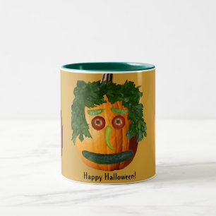 Fröhliches Halloween - Ungeschnittenes Kürbisgesic Zweifarbige Tasse