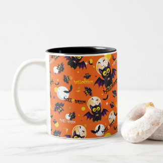 Fröhliches Halloween Vampir Fang Fledermaus Grusel Zweifarbige Tasse