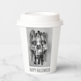 Fröhliches Halloween. Verstörter Totenkopf Pappbecher