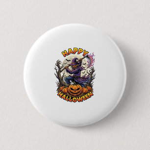 Fröhliches Halloween Vogelscheuche Sensenmann Flam Button