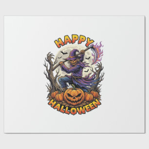 Fröhliches Halloween Vogelscheuche Sensenmann Flam Geschenkpapier