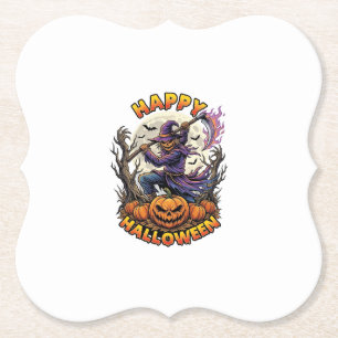 Fröhliches Halloween Vogelscheuche Sensenmann Flam Untersetzer