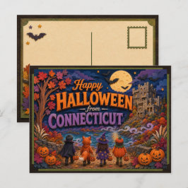 Fröhliches Halloween von Connecticut-Kindern Postkarte