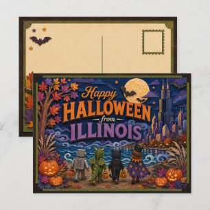 Fröhliches Halloween von Illinois-Kindern Postkarte