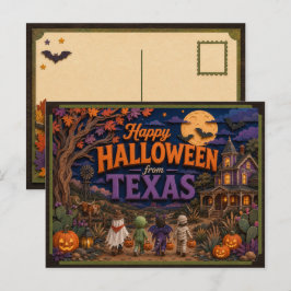Fröhliches Halloween von Texas-Kindern Postkarte