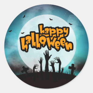 Fröhliches Halloween Zombie Gruseliger Friedhof Runder Aufkleber