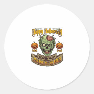 Fröhliches Halloween Zombies haben Zombie-Kopf-Pum Runder Aufkleber