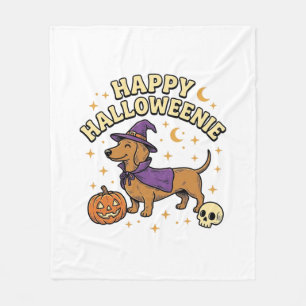 Fröhliches Halloweenie Dachshund Hexen Hund T-Shir Fleecedecke