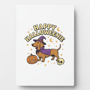 Fröhliches Halloweenie Dachshund Hexen Hund T-Shir Fotoplatte