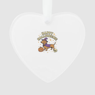 Fröhliches Halloweenie Dachshund Hexen Hund T-Shir Ornament