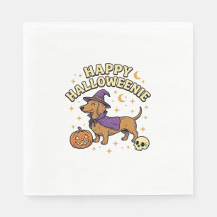 Fröhliches Halloweenie Dachshund Hexen Hund T-Shir Serviette