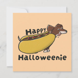 Fröhliches Halloweenie Hotdog Dachshund Einladung
