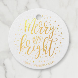 Fröhliches & Helles Weihnachts-Echtes-Goldfolien-G Geschenkanhänger
