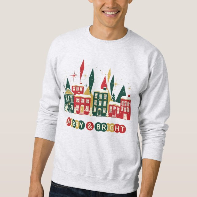 Fröhliches & Helles Weihnachtsdorf-Design Sweatshirt (Vorderseite)