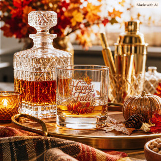 Fröhliches Herbst- Herbst-Editierbares Saisonales  Whiskyglas