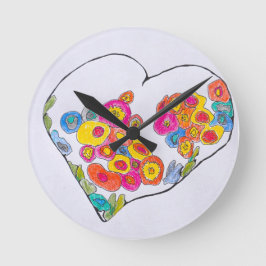 Fröhliches Herz von Lydia Art Sangria Runde Wanduhr