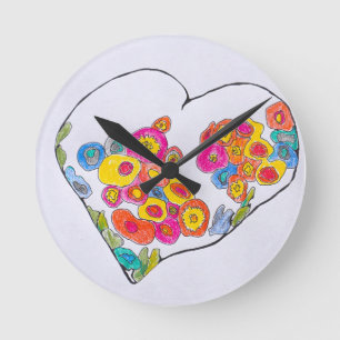 Fröhliches Herz von Lydia Art Sangria Runde Wanduhr