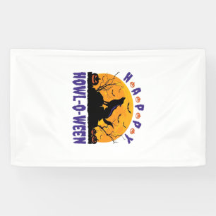Fröhliches Heulen O Ween Heulendes Halloween-Hund- Banner