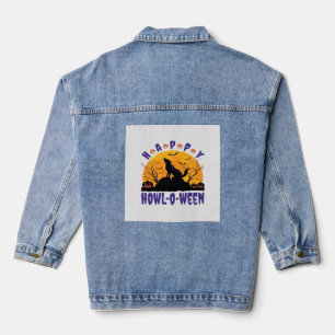 Fröhliches Heulen O Ween heulendes Halloween-Hund- Jeansjacke