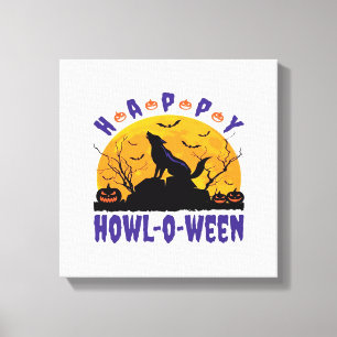 Fröhliches Heulen O Ween Heulendes Halloween Hund Leinwanddruck
