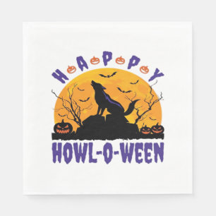 Fröhliches Heulen O Ween Heulendes Halloween-Hund- Serviette