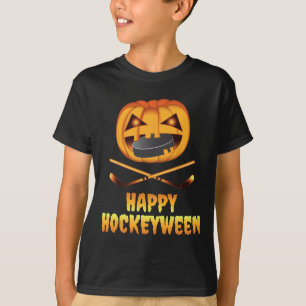 Fröhliches Hockeyween Hockey-Kürbis essender Puck T-Shirt