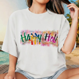 Fröhliches Holi-Farbenfest Mehrfarbiges Design T-Shirt