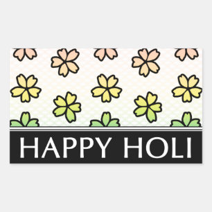 fröhliches Holi-Frühlingsfest Rechteckiger Aufkleber