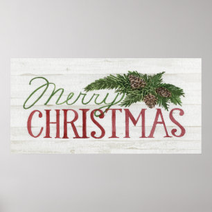 Fröhliches hölzernes Tünche des Weihnachten  Poster