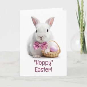 Fröhliches Hoppy Ostern Weiße Hase Eier Karte