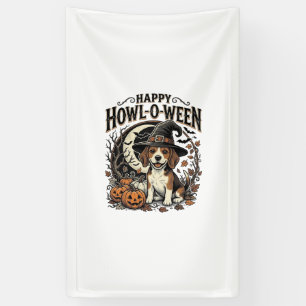 Fröhliches Howl-O-Ween Beagle Hexenhut Halloween-S Banner