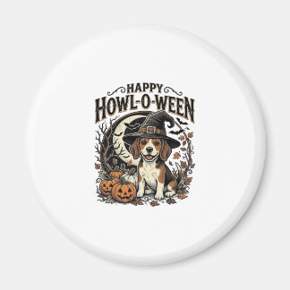 Fröhliches Howl-O-Ween Beagle Hexenhut Halloween-S Magnet