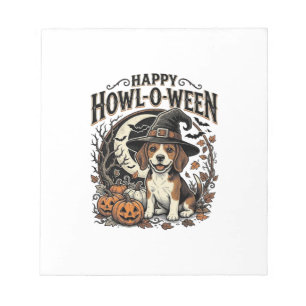 Fröhliches Howl-O-Ween Beagle Hexenhut Halloween-S Notizblock