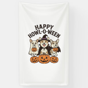 Fröhliches Howl-O-Ween Corgi Halloween Hund Vector Banner