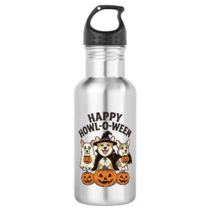 Fröhliches Howl-O-Ween Corgi Halloween Hund Vector Edelstahlflasche