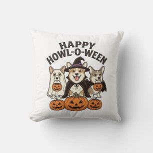 Fröhliches Howl-O-Ween Corgi Halloween Hund Vector Kissen