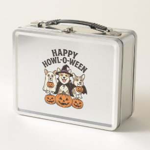 Fröhliches Howl-O-Ween Corgi Halloween Hund Vector Metall Brotdose