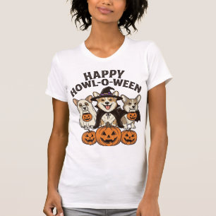 Fröhliches Howl-O-Ween Corgi Halloween Hund Vector T-Shirt