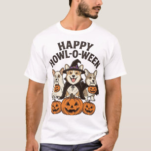 Fröhliches Howl-O-Ween Corgi Halloween Hund Vector T-Shirt