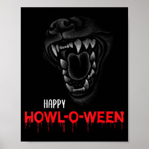 Fröhliches Howl-O-Ween Gruseliger Heulender Hund W Poster