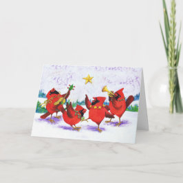 Fröhliches Kardinals-Weihnachtsquartett! Feiertagskarte