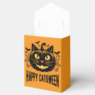 Fröhliches Katoween schwarze Katze Kürbis Gesicht  Geschenkschachtel