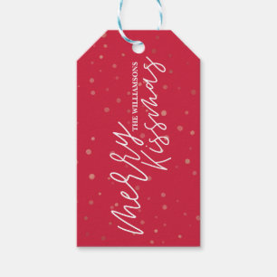 Fröhliches Kissmas   rotes u. weißes Geschenkanhänger