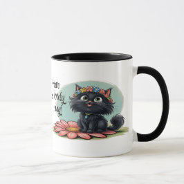 Fröhliches Kitten auf einer Blume - Lächeln Sie mi Tasse