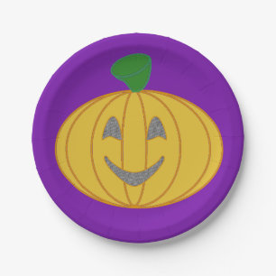 Fröhliches Kürbiskostüm-Design Halloween Orange Pappteller
