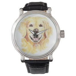 Fröhliches Lächeln Golden Retriever Hund Tier Armbanduhr