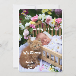 Fröhliches lächelndes Baby und glückliche Kätzchen Einladung